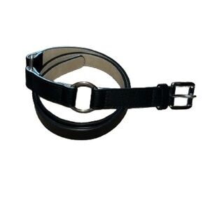 Black leather with silver hoop design belt